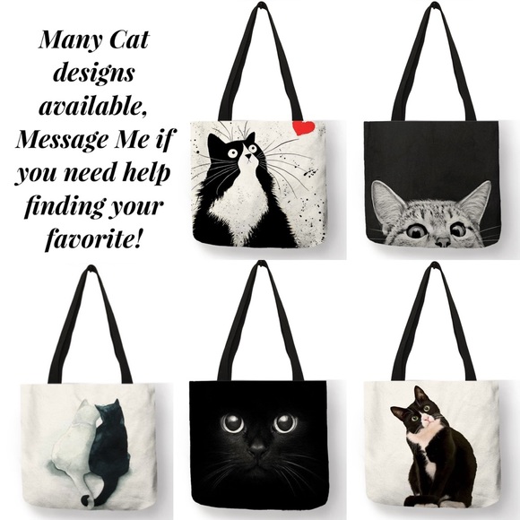 Eco-Friendly Gray Tabby Cat on a Black Folding Tote Bag - Picture 12 of 16